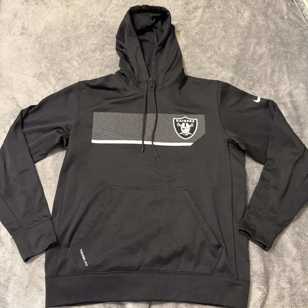 Nike Las Vegas Raiders Hoodie Mens Sz M NFL Football Therma-FIT Pullover Cold